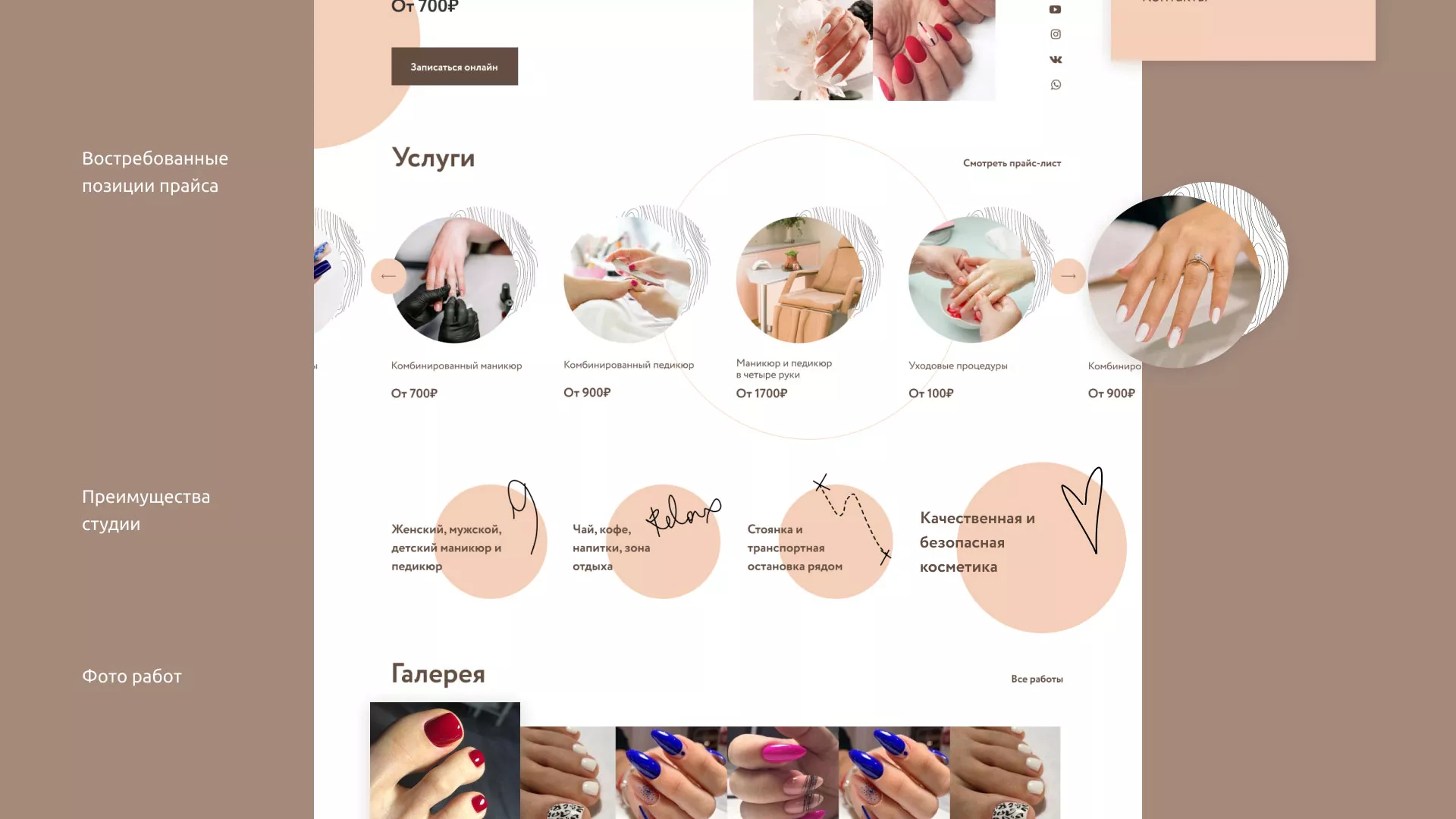 Разработка сайта для ногтевого сервиса «Пилорама» в Угличе